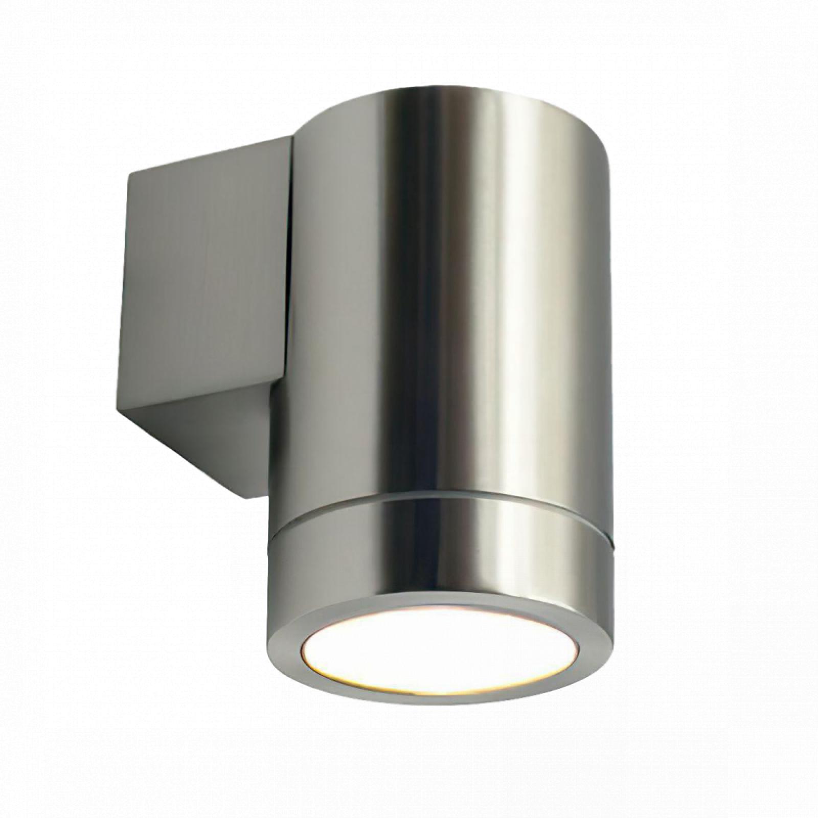  LED Wandleuchte Edelstahl gebürstet Rund Edelstahl Glas 1-flammig Schrauben & Dübeln IP44 1,2W LED Lichtfarbe warmweiß GU10 230V